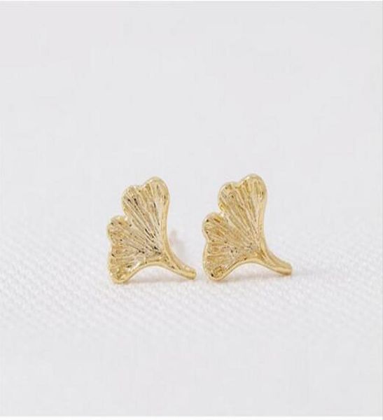 

fashion ginkgo biloba stud earrings whole 0123456787243955, Golden;silver