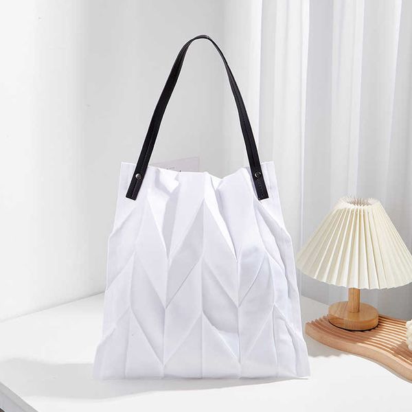 

and south korea new pleated women's bag simple stylish personalized one shoulder handbag trendy and lightweight folding tote bag
