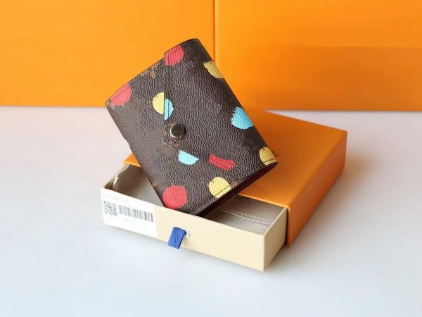 

m81865 women's new luxury short print wallet card bag, Red;black