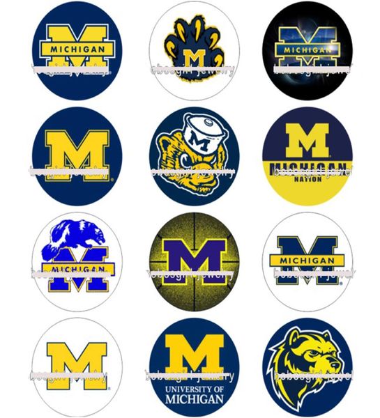 

50pcs mix 18mm sport fans michigan wolverines snap button charms fashion fit for diy braceletnecklace jewelry8458958, Bronze;silver