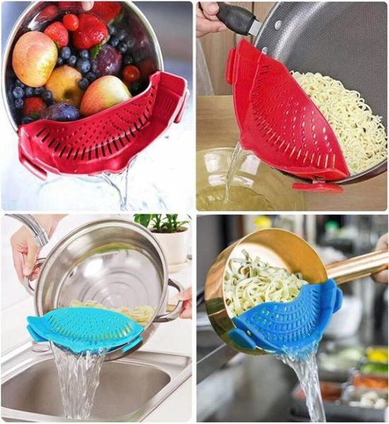 

other findings components jewelry creative clip on strainer pot strainer for pasta meat vegetables fruit silicone strainer fit a8537272, Blue;slivery