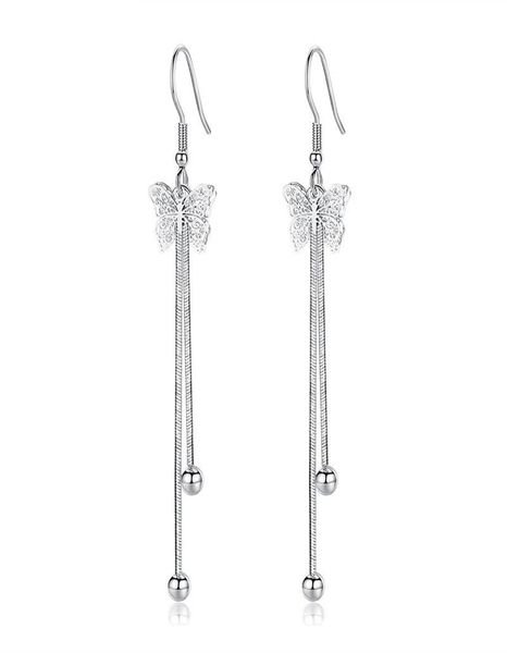 

korea fashion hollow butterfly dangle drop earrings tassel long exaggeration trendy jewelry classic simple gift whe1493158670, Silver