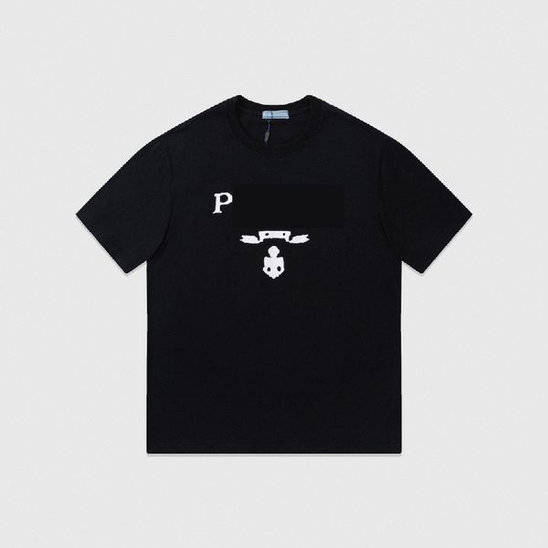 

new advanced version men's t-shirt italy trendy clothing paa triangle letter print couple summer cotton round neck mens womens fashion, White;black