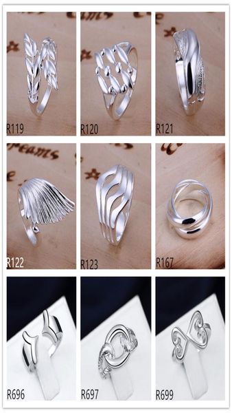 

plated sterling silver ring 10 pieces a lot mixed style emr4brand new burst models fashion 925 silver plate ring5275632