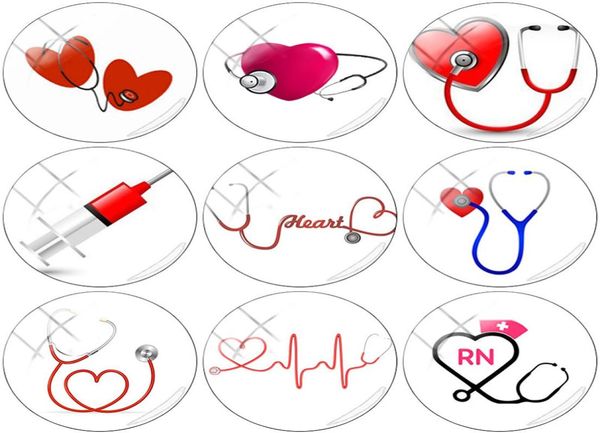 

mixed snap button jewelry glass nurse medical syringe stethoscope cabochons charm fit 18mm ginger snap diy women gift5163392, Bronze;silver
