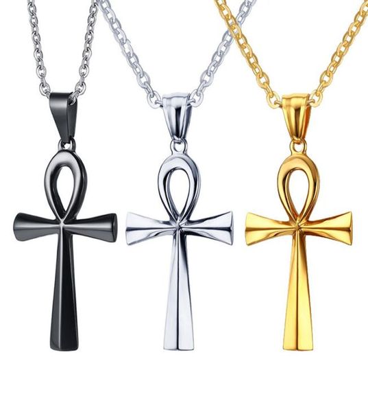 

316 stainless steel fashion africa agypt ancient egyptian pendant the symbol power of life cross religious charm necklace coptic a7415401, Silver
