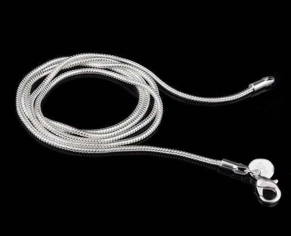 

1mm 925 sterling silver plated snake chains necklace jewelry8000457
