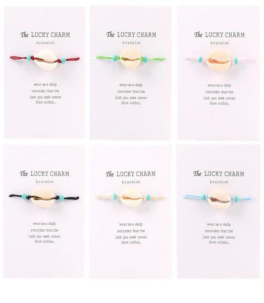 

natural shell lucky charm bracelets white card for women men beach seashell colorful string rope beads chains bangle diy jewelry i8201945, Golden;silver