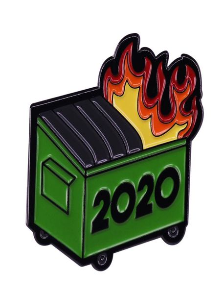 

dumpster fire 2020 badge pandemic killer wasps police rioters pin sucks funny trash decor5381606, Gray