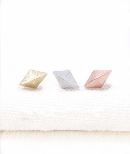 

10pcs fashion threedimensional rhombus stud earrings whole02217753, Golden;silver