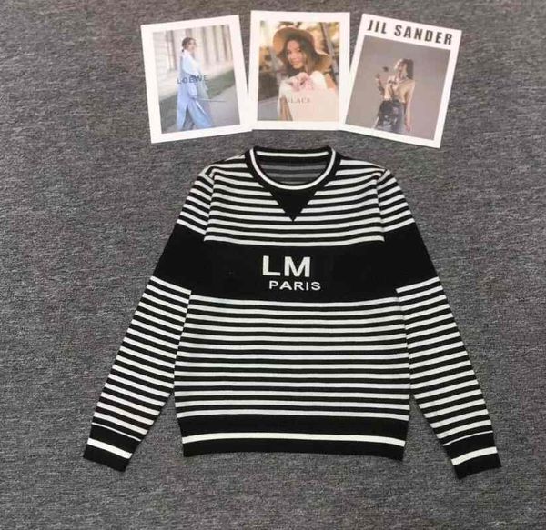 

sweaters designer women fashion round neck knit classic leeter coats long sleeve lady sweatshirt sweater, White;black