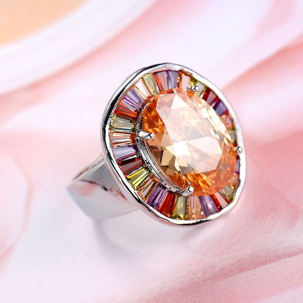 

2023 selling designer jewelry oval champagne zircon copper jewelry set with color zircon ring, Golden;silver
