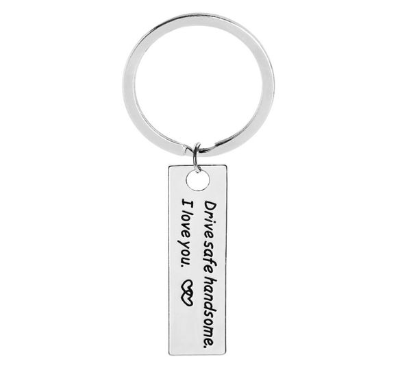 

driver gift keychians drive safe handsome i love you key chain for lovers car key golder valentine039s day key ring husband rem7979665, Slivery;golden