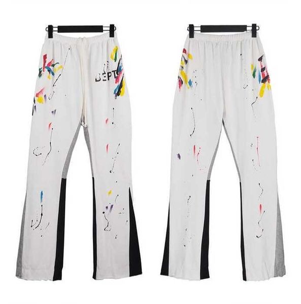 

mens jeans pants galleries sweatpants dept speckled letter print men's women's couple loose versatile casual pants straight graffi, Black
