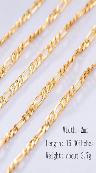 

2mm figaro chain gold plated necklaces for men women 31 flat design figaro jewelry fashion diy accesories gifts 16 1830 inches5838969, Silver
