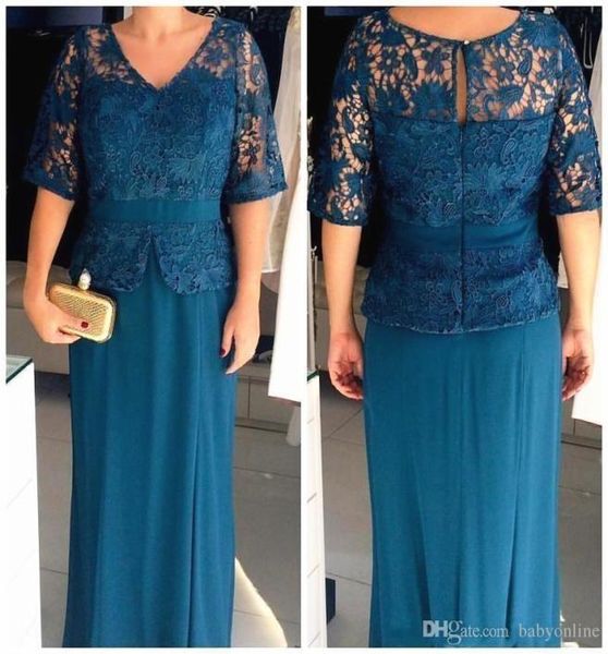 

plus size mother of the bride dress v neck half sleeves lace with peplum floor length wedding guest prom evening gowns elegant6942419, Black;red