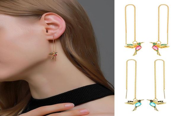 

explosive accessories color bird earrings long bird earrings female cute animal hummingbird earrings7203920, Golden;silver