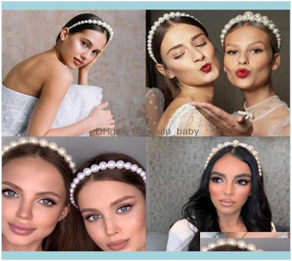 

headbands jewelrysimulation pearl hairbands women hair aessories korean handmade bow flower hoops headband wedding jewelry drop de1335525, Silver