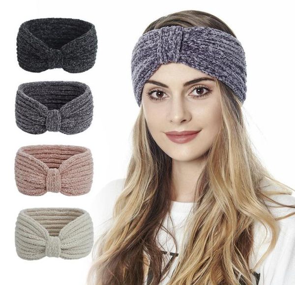 

winter ear warmers headbands women warm knitted headband crochet head wraps for lady girls turban hair band3798208, Silver