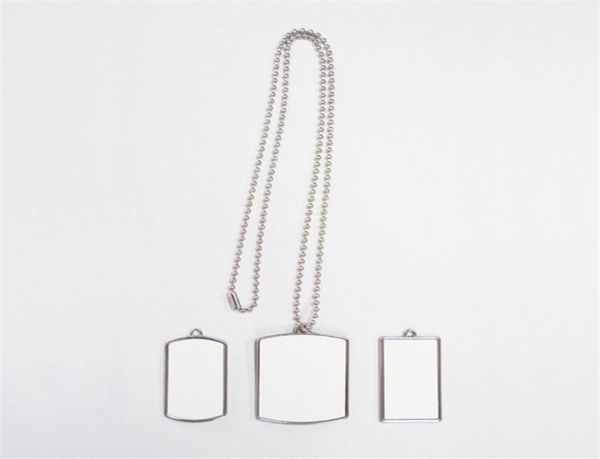 

sublimation dog tag necklaces pendants shield rectangle necklace pendant thermal transfer printing diy custom consumables wholesal4850131, Silver