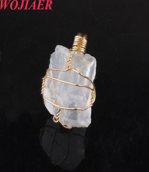 

wojiaer irregular wire wrap adjustable goldcolor rings natural stone fluorite crystal purple ring for women wedding bo9048552254, Golden;silver