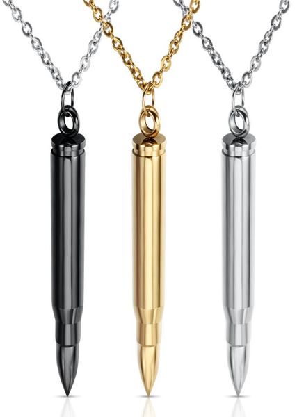 

creative bullet pendant necklace for men personalized custom stainless steel bullets charm choker necklaces buyer own engraving je9180168, Silver