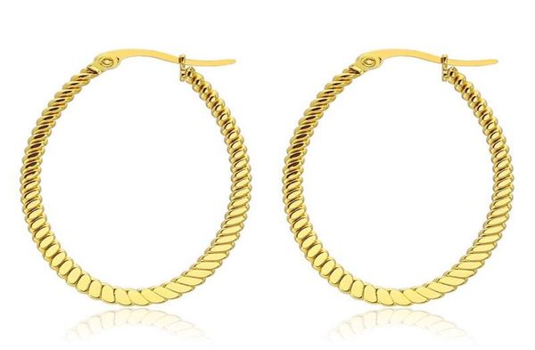 

whole 514e titanium steel oval circle hoop earrings for women jewelry no stone gold white color5901478, Golden;silver