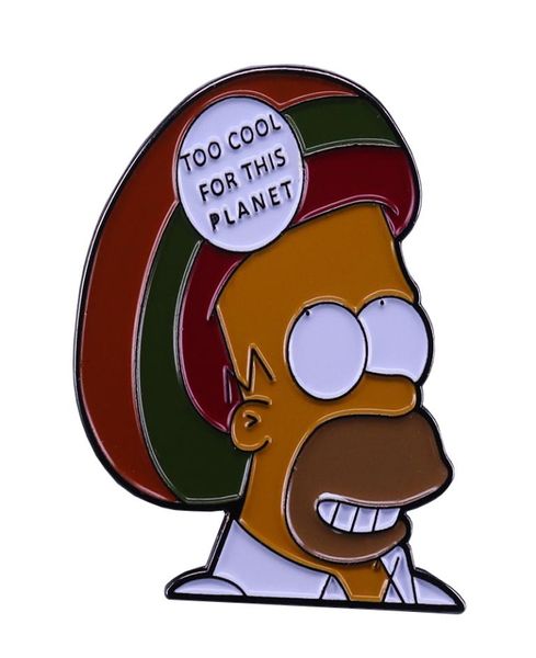 

homer simpson enamel pin too cool for this planet funny quotes badge family comedy jewelry2428167, Gray