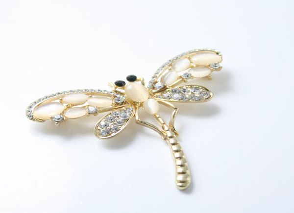 

opal crystal dragonfly brooches for women gold color rhinestone lapel pin scarf brooch broche christmas gifts 197588, Gray