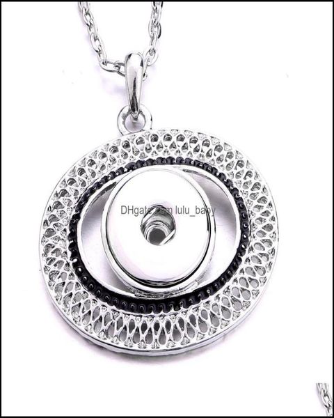 

pendant necklaces pendants jewelry fashion oval round crystal snap button necklace 18mm ginger snaps buttons charms with stainless8388059, Silver