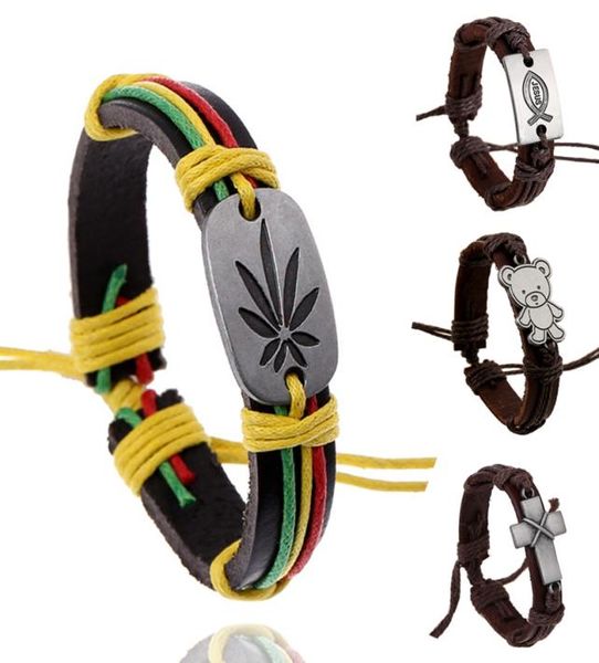 

whole fashion jewelry jamaica red green sabzi alloy bracelet leather bracelet women casual personality vintage punk bracelet m1145996, Golden;silver