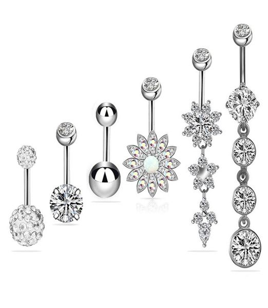 

new 6colors piercing body jewelry belly button navel rings dangle body piercing jewelry accessories charming rings bar4605529, Silver