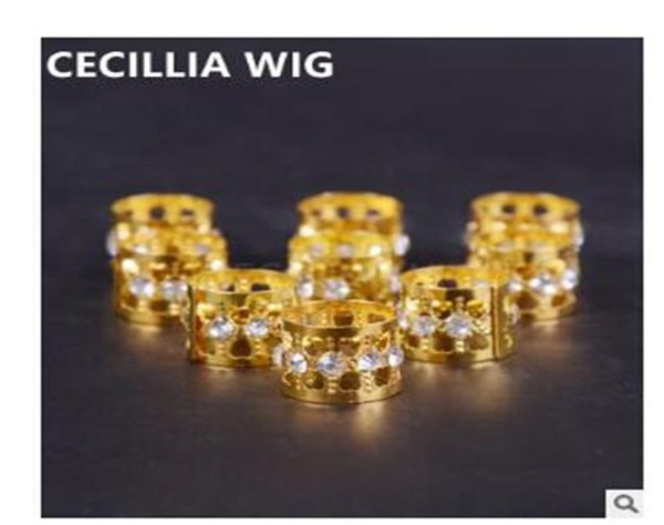 

rhinestone dread hair extensions 50 pcs 8x9mm adjustable dreadlocks beads braided handcuffs heart shaped clip hair extension9743803, Golden;silver