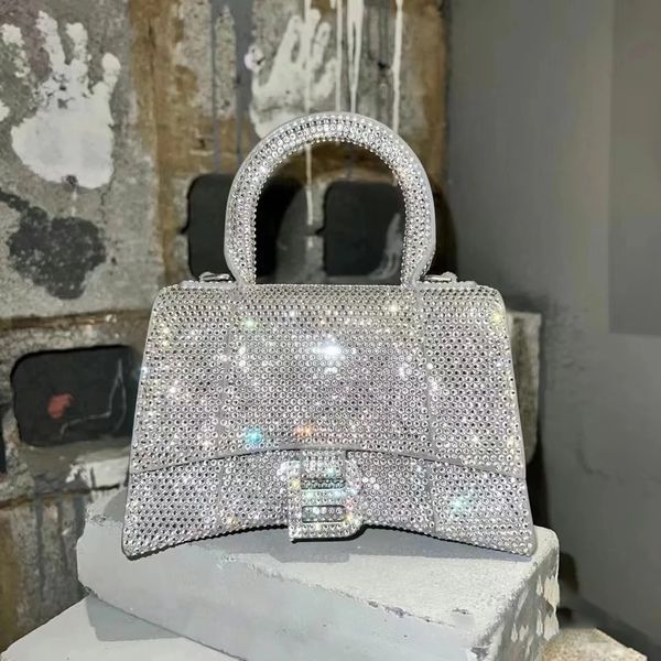 

mirror quality hourglass bag diamond women luxury designer crossbody bags men tote clutch genuine leather duffle bag shoulder wallet rhinest