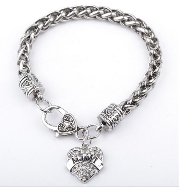 

women charm bracelets stainless steel bangle teacher believe faith mimi niece friend love heart crystal bracelets femme jewel3347199, Black