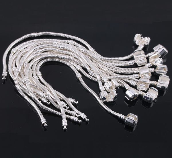 

luxury 925 sterling silver diy chain bracelet fit charms beads sale authentic jewelry pulseira gift for men women 16-23cm wholesale7336477, Golden;silver
