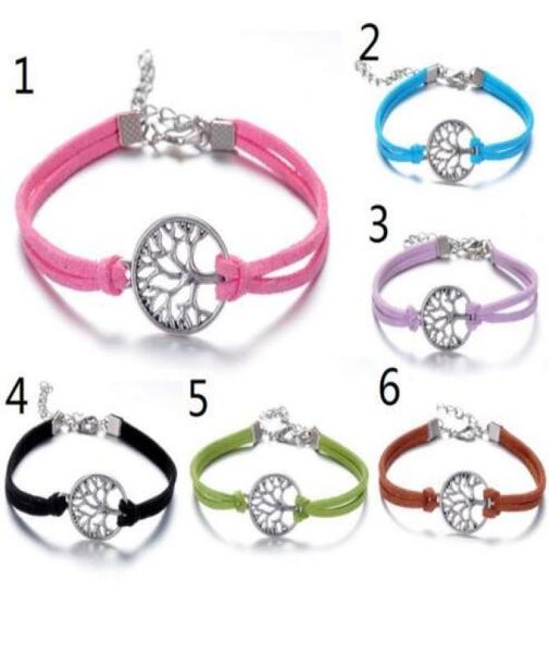 

vintage silver life tree charms bracelet bangle for men women mixed color velvet rope friendship cuff bracelets jewelry gift acces7648783, Golden;silver