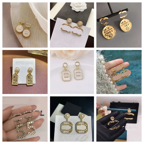 

designer letter pendant earring luxury 18k gold plated crystal rhinestone christm wedding party jewerlry 20style, Golden;silver