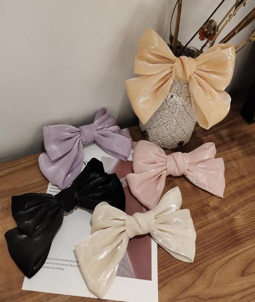 

new silk big bow bright silk hairpin in 2021 korean bangs mother039s pearl hairpin whole of japanese spring hair accessorie9552515, Golden;silver