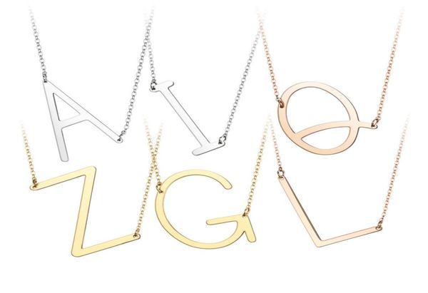

fashion new stainless steel az english letter necklace silver gold plated capital alphabet initial pendant necklaces for women je4378367