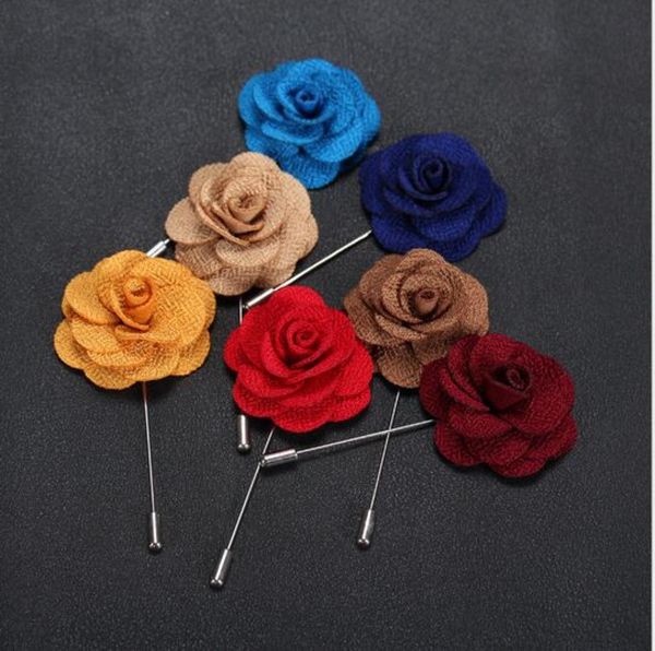 

whole 10pcslot size 9cm fabric lapel flower camellia handmade boutonniere brooch pins men039s accessories fashion jewelry 2569285, Gray
