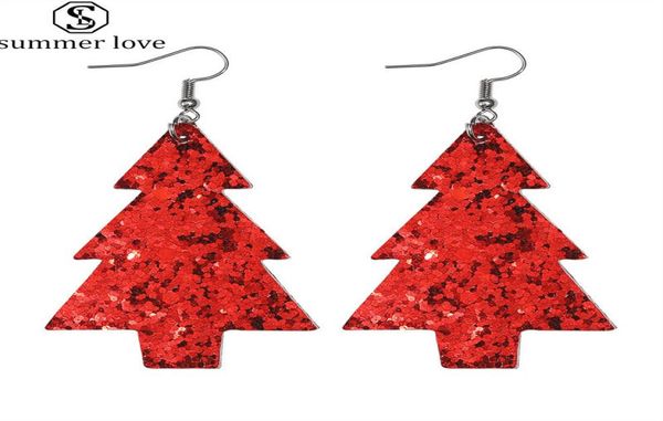

new dangle drop earrings enthic bohemia christmas tree snow deer long leather earrings fashion pu leather earrings for women jewel4966468, Silver
