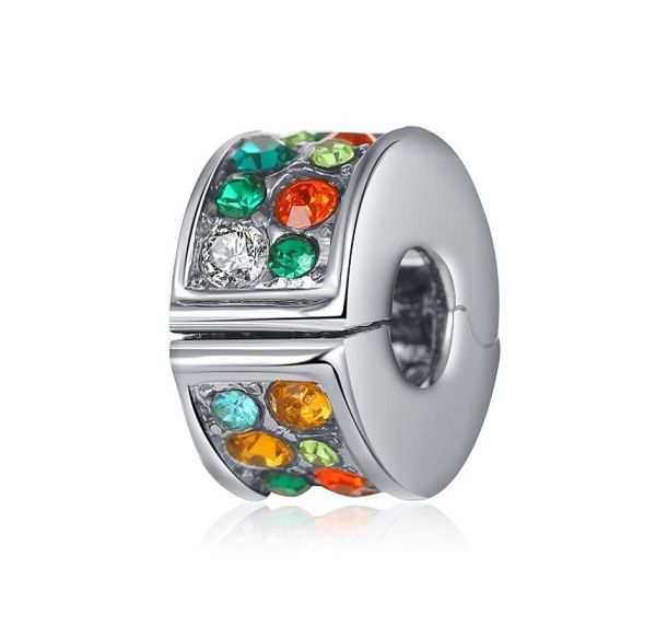 

fit sterling silver bracelet colourful crystal charms ser beads spacer elegant bead clip locks fit european charm biagi bracelets jewelry di, Black