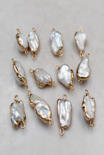 

10pcslot unique 14 k pleated copper rim irregular natural baroque freshwater pearl beads jewelry finds for earring bracelet makin8638996, Silver