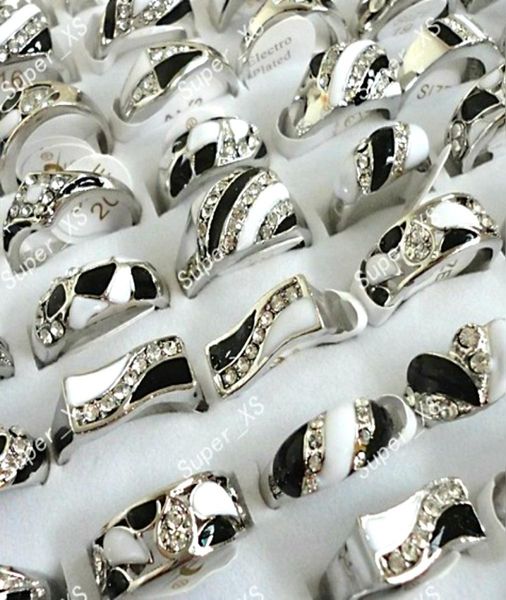 

fashion enamel rhinestone silver plated rings for women jewelry whole bulk lots lr095 7437942