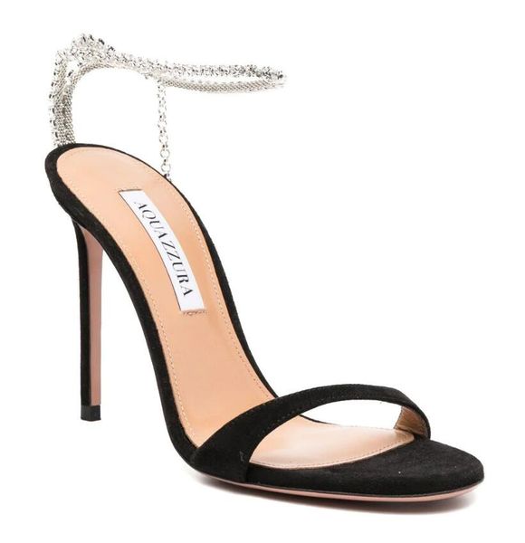 

23s/s designer ice sandal aquazzura olie plateau women surface sandals shoes leather square toe mule walking high heels lady sandalias, Black