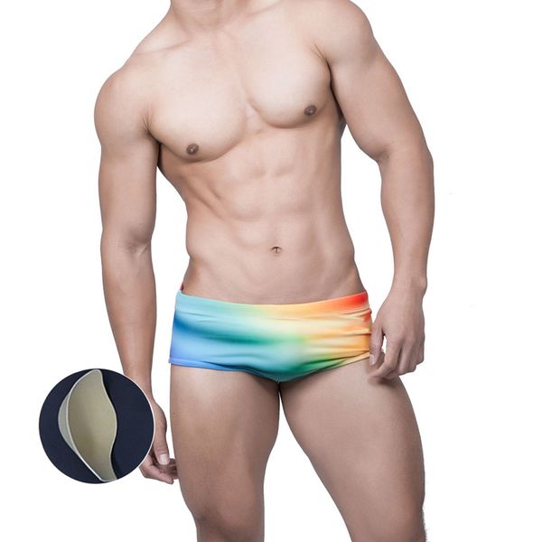 

men's swimwear swim trunks with push pads low waist printed boxer european american fashion swimsuits summer beach surf 230707