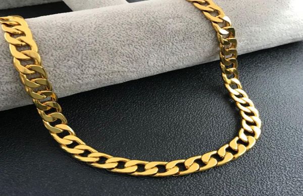 

never fade fashion party gift cuban chain necklace men hip hop jewelry 18k real gold plated 10mm chain necklaces for women mens2271056, Silver