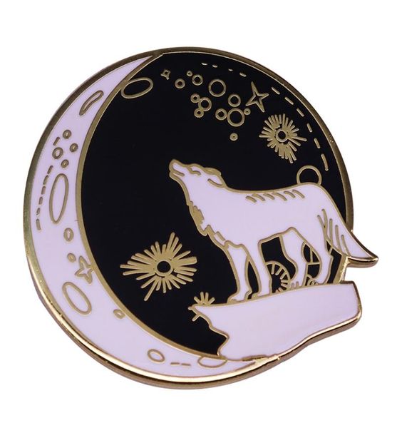 

galaxy wolf lapel pin day and night badge celestial witchy gifts5295822, Gray