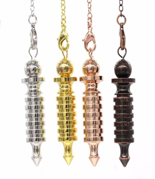 

metal pendulum for dowsing divination reiki healing spiritual wicca women men amulet screw shape pendule charm jewelry1783396, Silver